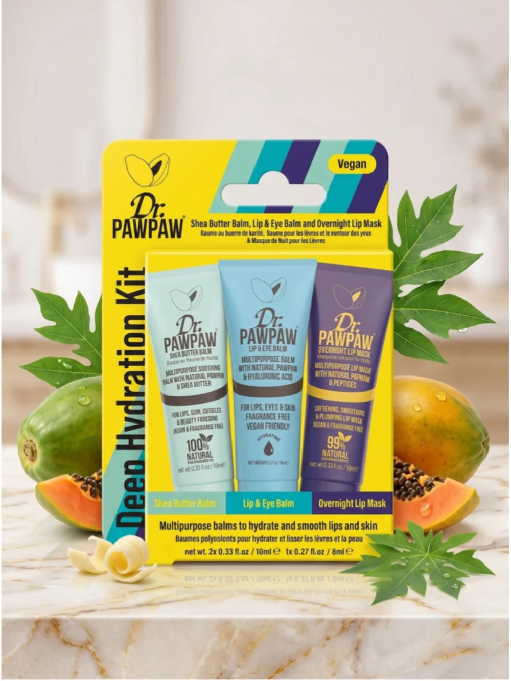 Dr PAWPAW Deep Hydration Kit Lip & Eye Balm and Overnight Lip Mask